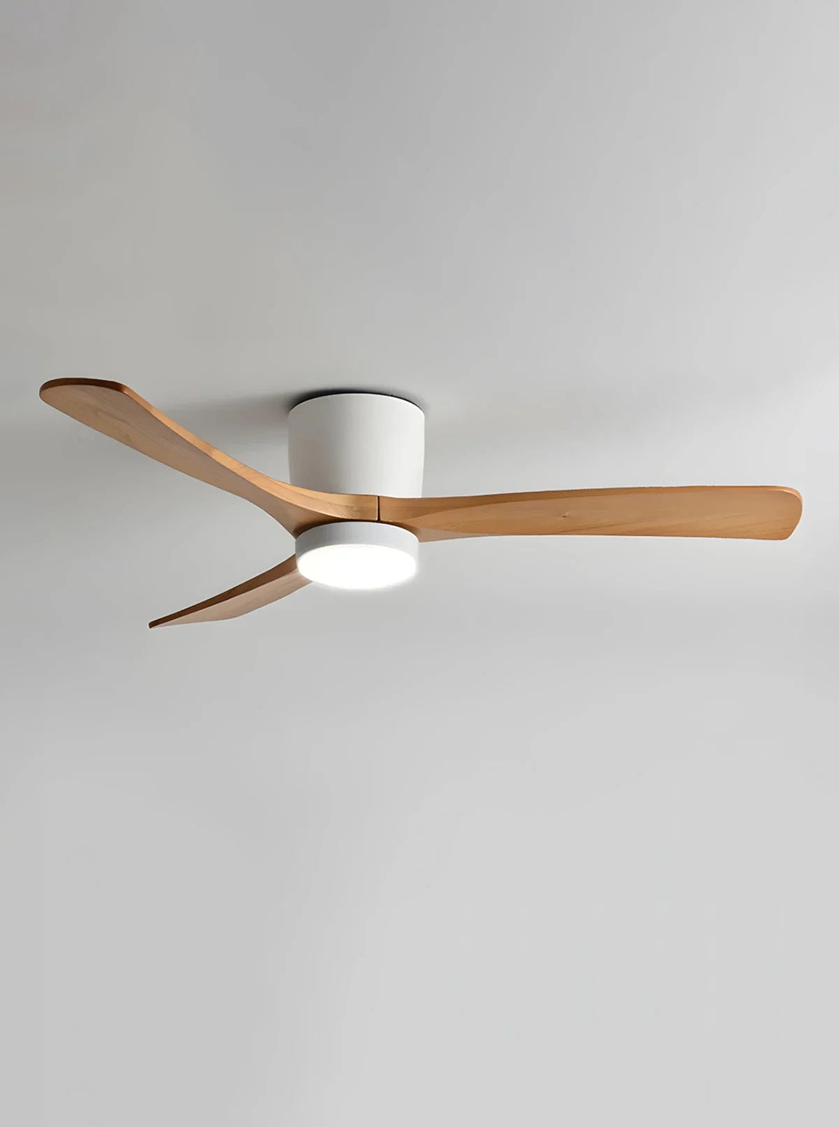 Nordic Propeller Wooden Ceiling Fan Light – Modern Farmhouse Fan with Integrated LED for Living Room & Bedroom