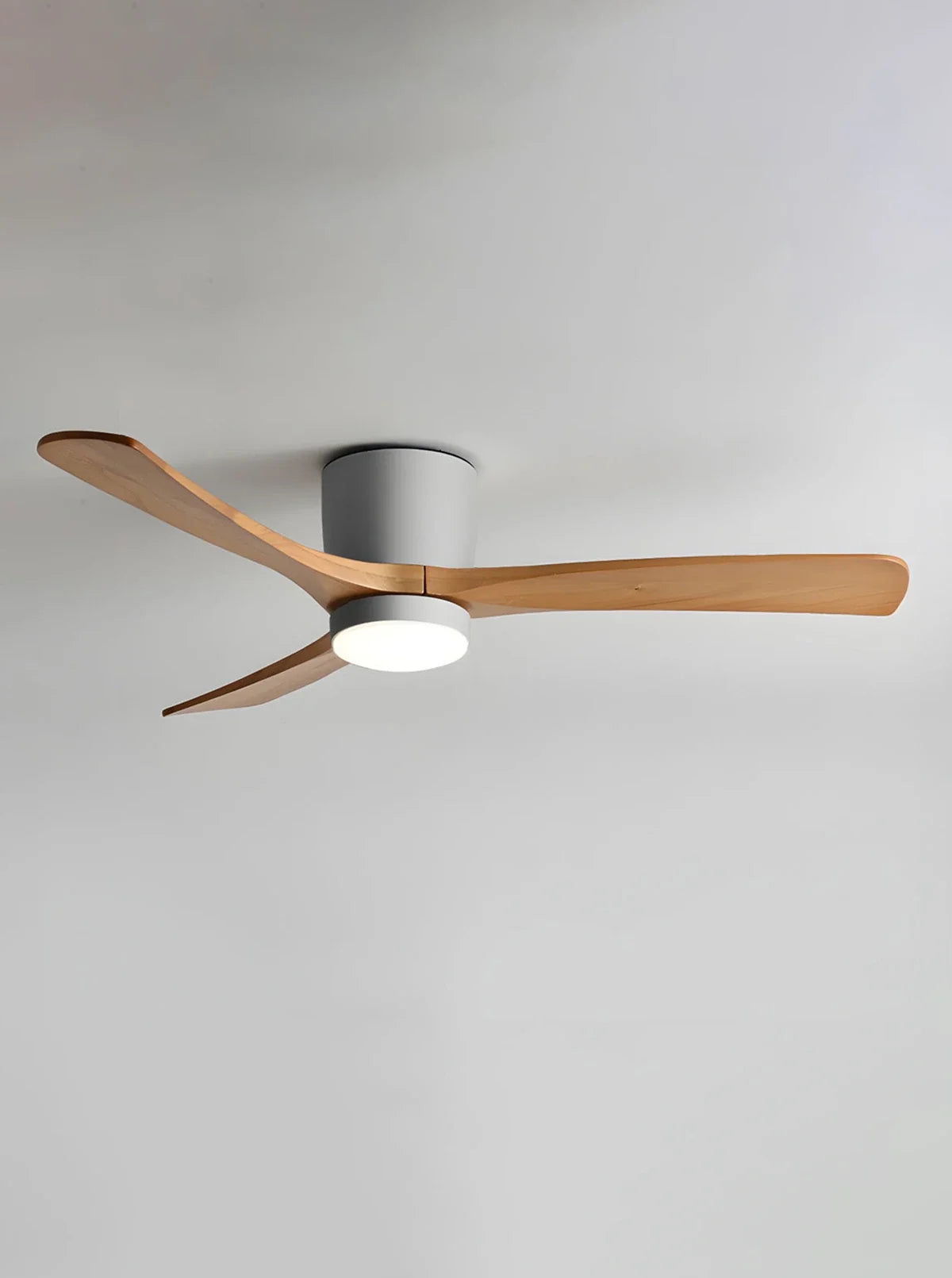 Nordic Propeller Wooden Ceiling Fan Light – Modern Farmhouse Fan with Integrated LED for Living Room & Bedroom