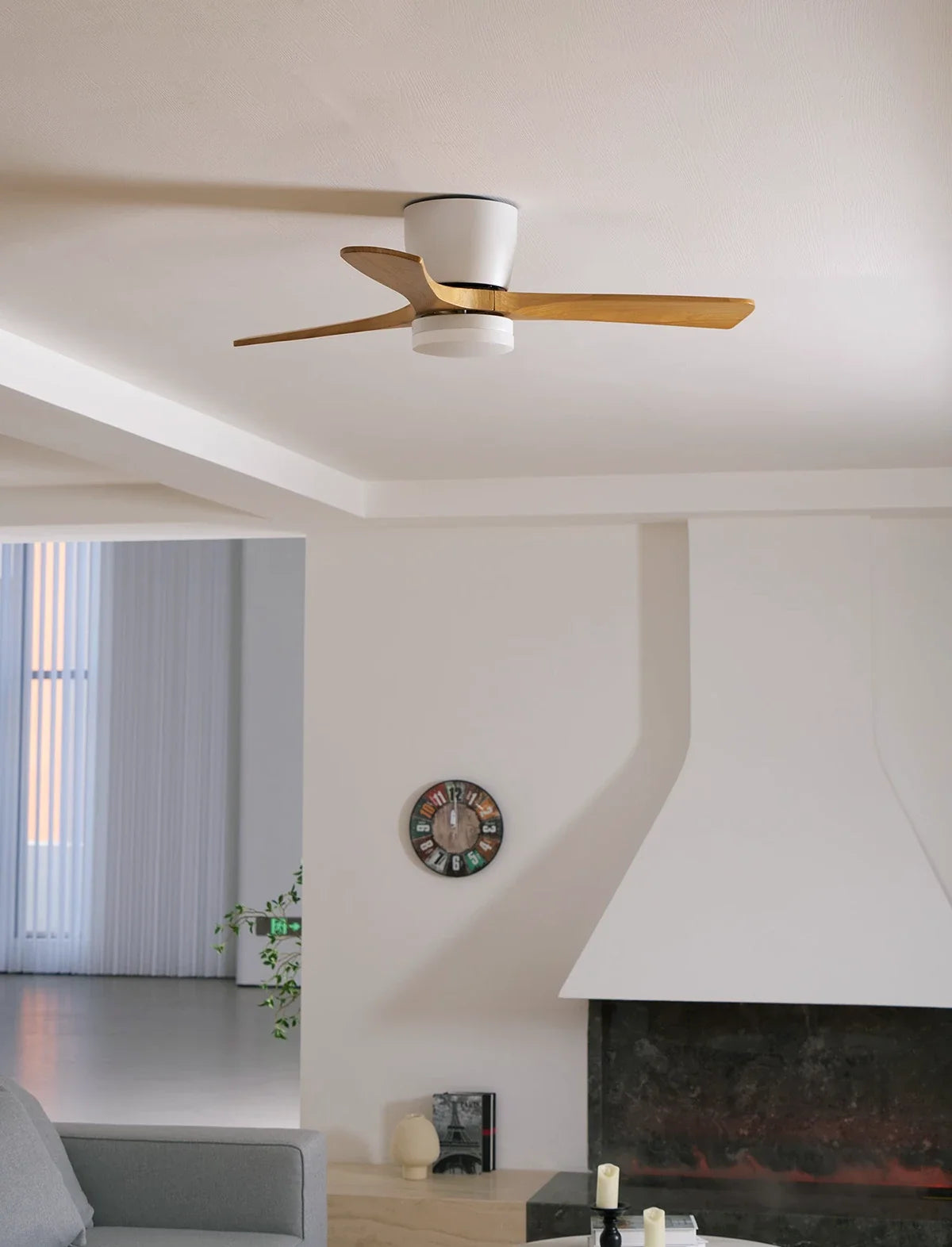 Nordic Propeller Wooden Ceiling Fan Light – Modern Farmhouse Fan with Integrated LED for Living Room & Bedroom