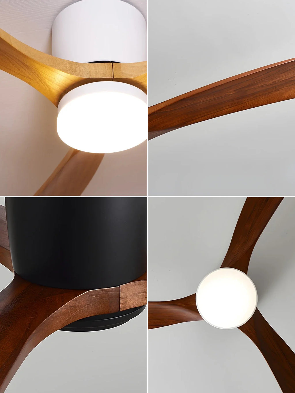 Nordic Propeller Wooden Ceiling Fan Light – Modern Farmhouse Fan with Integrated LED for Living Room & Bedroom