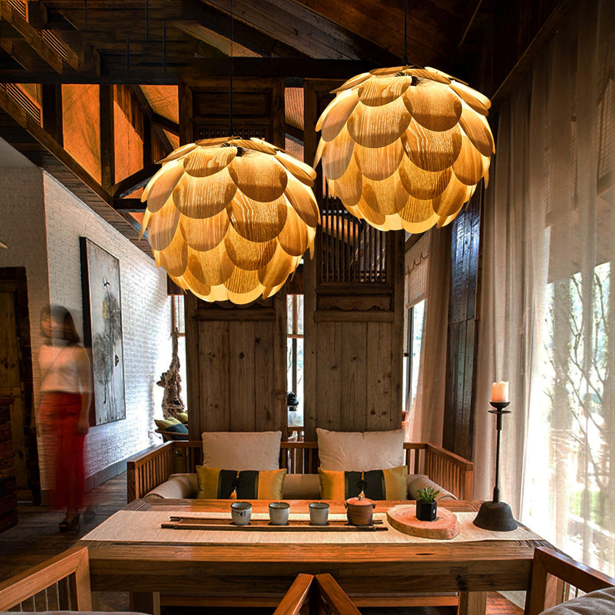 Pinecone Pendant Light – Nature-Inspired Hanging Light for Cabin, Dining Room & Living Room