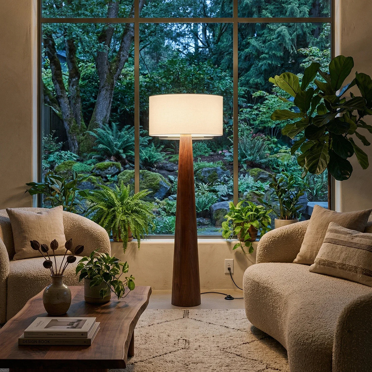 Pleated Fabric Tapered Floor Lamp – Classic Standing Lamp for Living Room & Bedroom