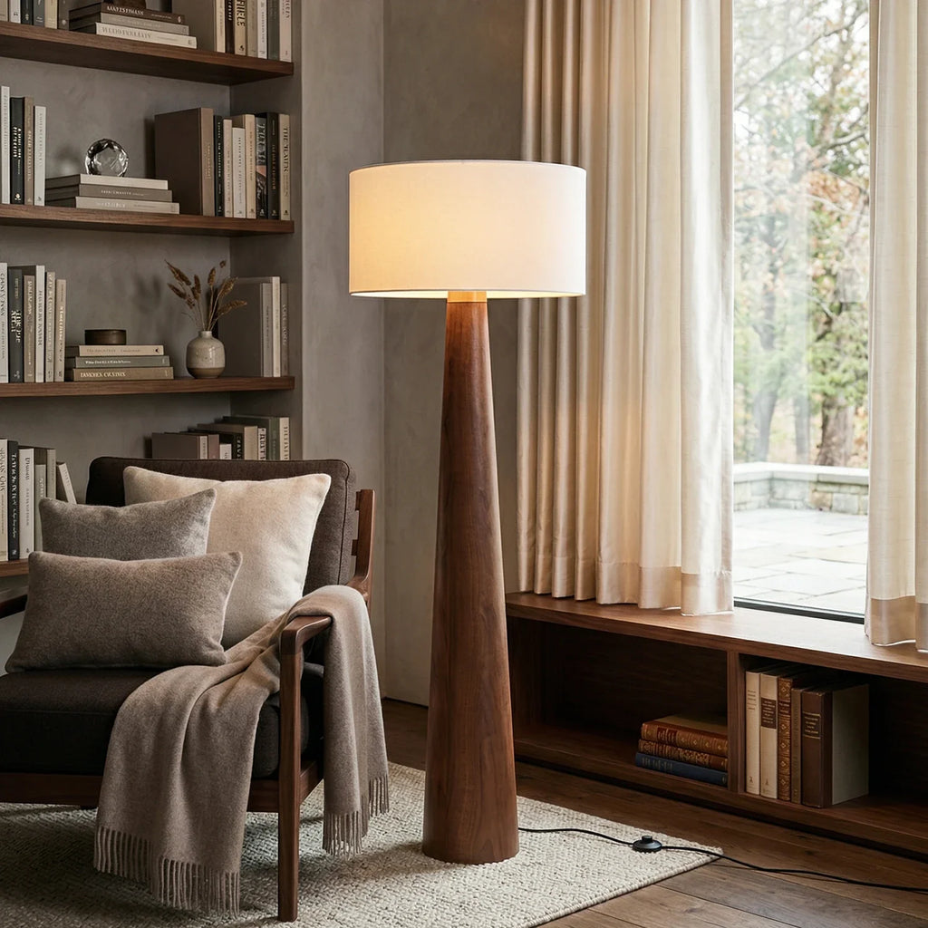 Pleated Fabric Tapered Floor Lamp – Classic Standing Lamp for Living Room & Bedroom