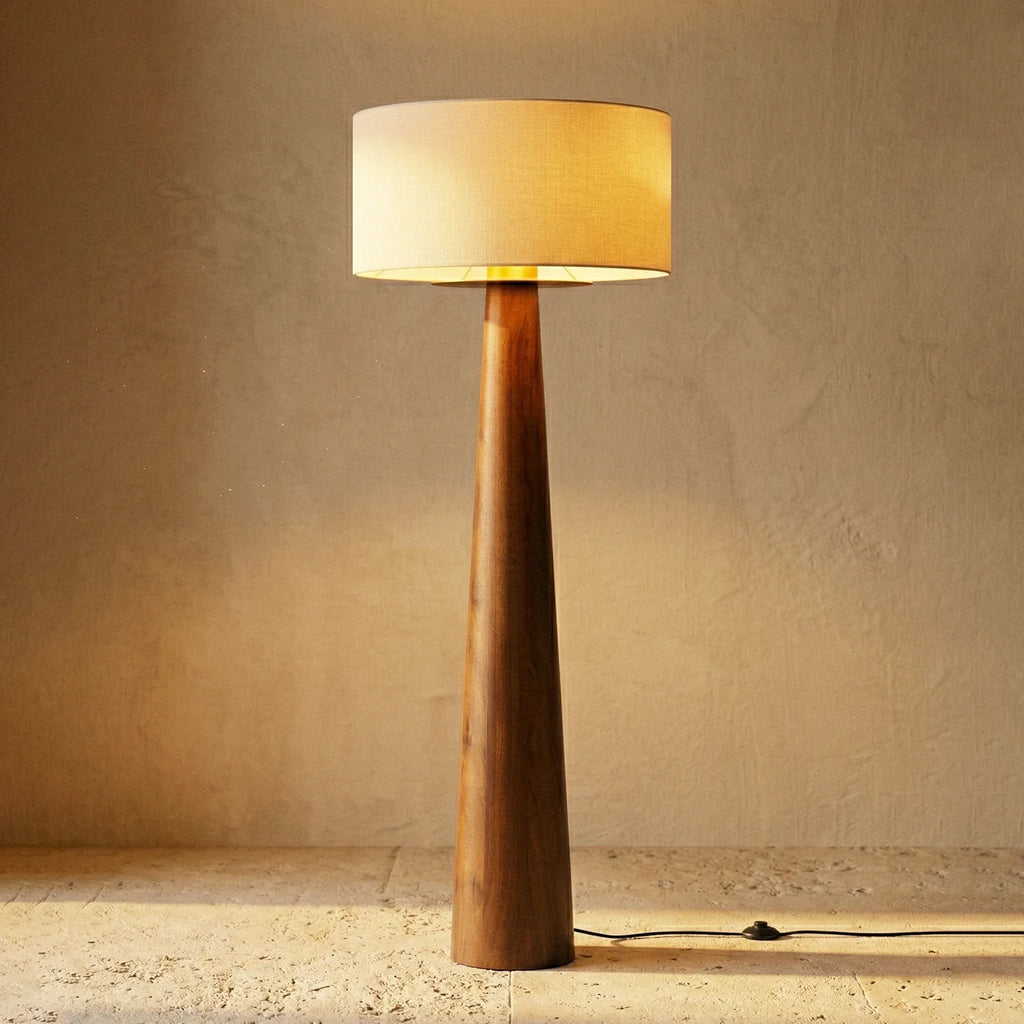 Pleated Fabric Tapered Floor Lamp – Classic Standing Lamp for Living Room & Bedroom