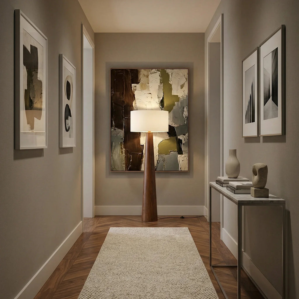 Pleated Fabric Tapered Floor Lamp – Classic Standing Lamp for Living Room & Bedroom