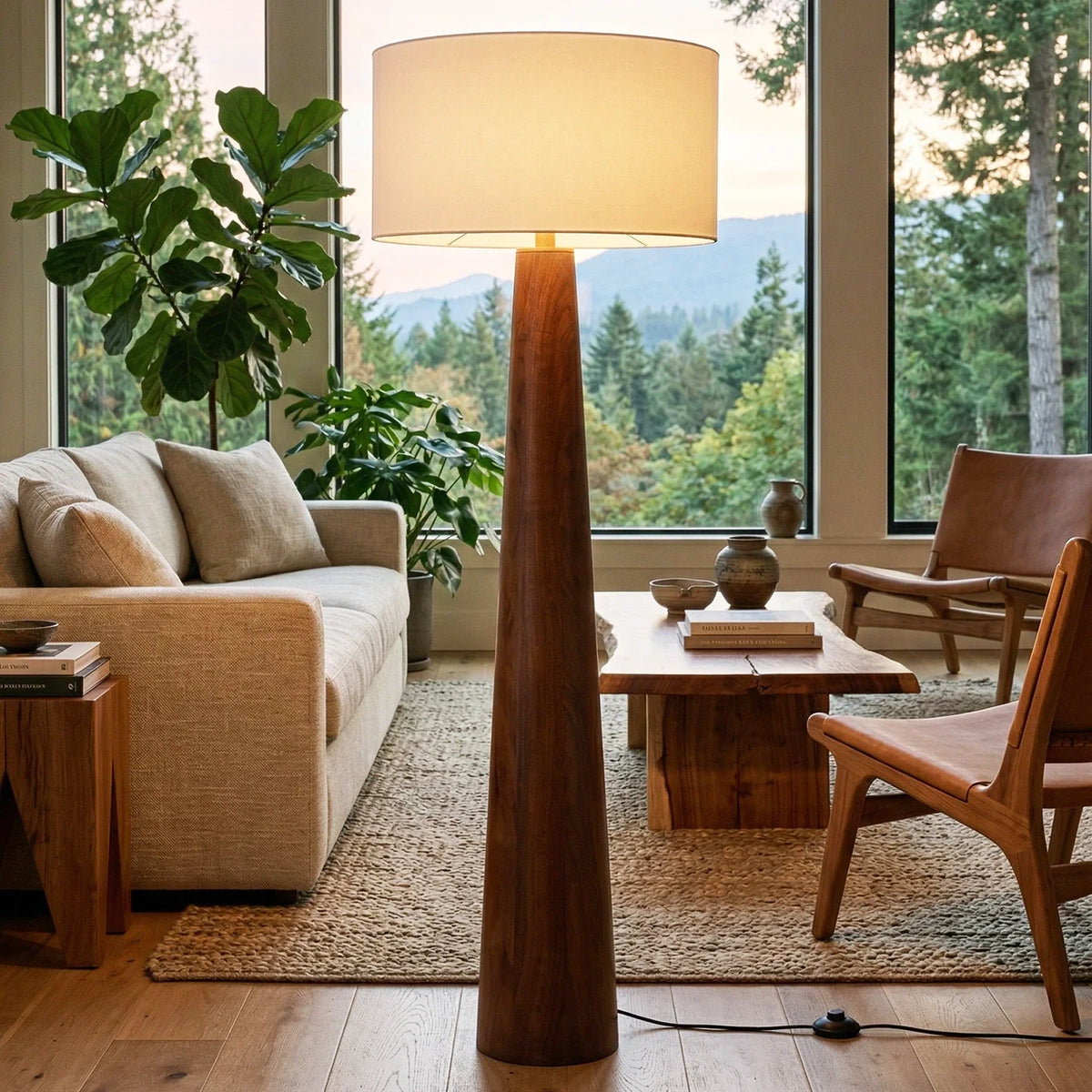 Pleated Fabric Tapered Floor Lamp – Classic Standing Lamp for Living Room & Bedroom