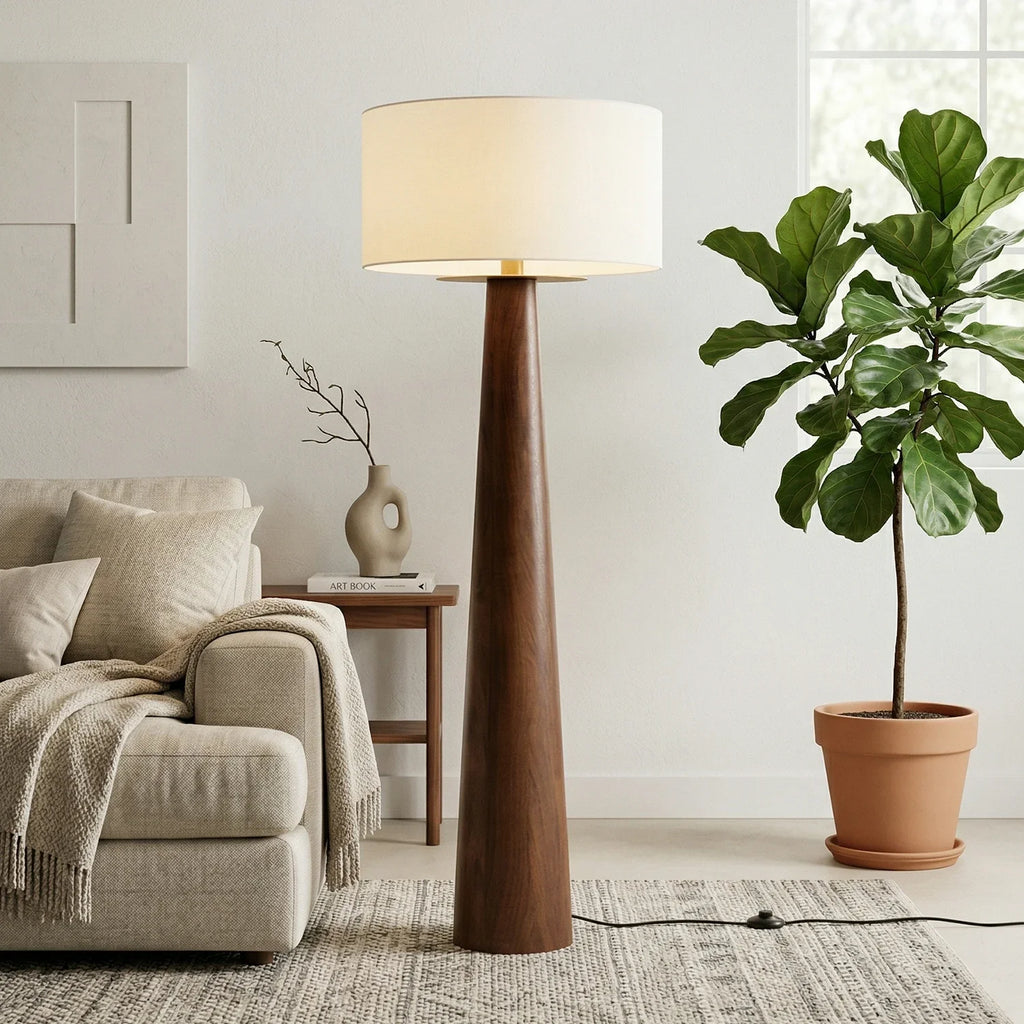 Pleated Fabric Tapered Floor Lamp – Classic Standing Lamp for Living Room & Bedroom