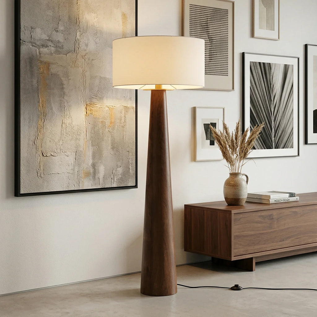 Pleated Fabric Tapered Floor Lamp – Classic Standing Lamp for Living Room & Bedroom