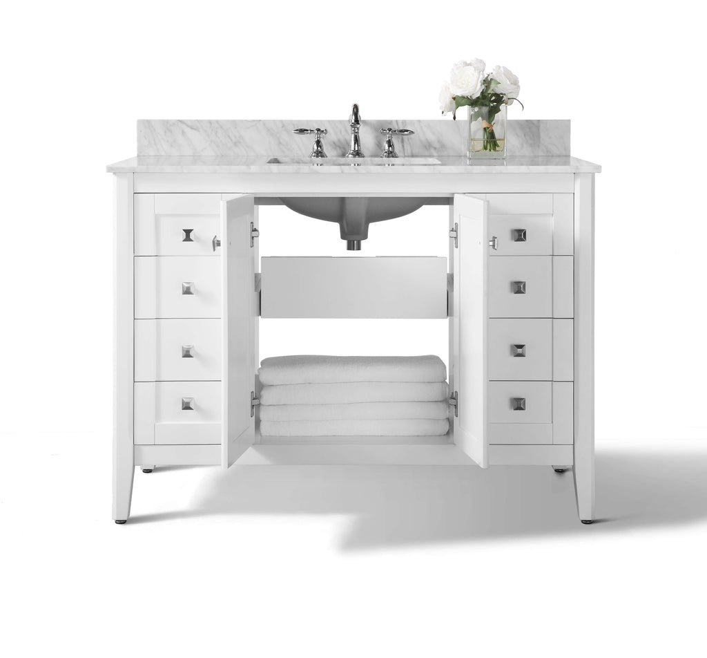 Shelton Bathroom Vanity with Sink and Carrara White Marble Top Cabinet Set