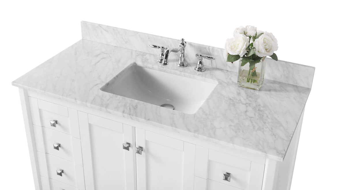 Shelton Bathroom Vanity with Sink and Carrara White Marble Top Cabinet Set