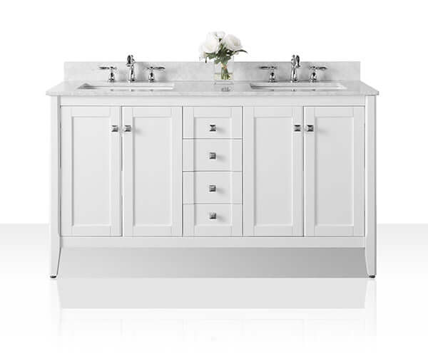 Shelton Bathroom Vanity with Sink and Carrara White Marble Top Cabinet Set