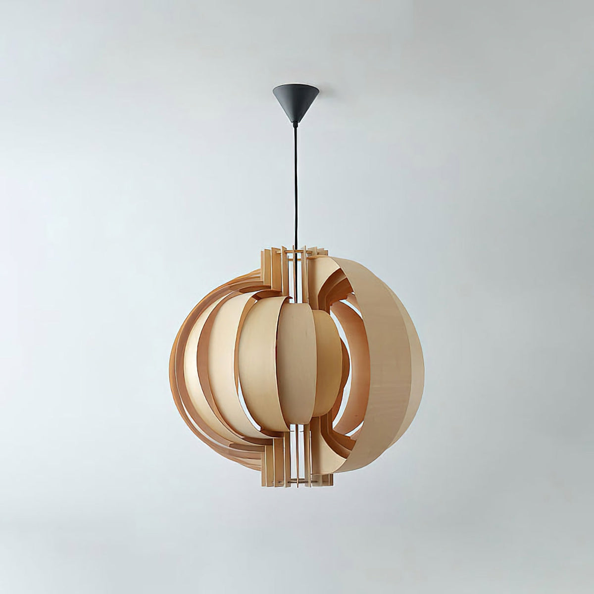 Wooden Lantern Pendant Lamp – Rustic Natural Wood Hanging Light for Dining Room & Entryway