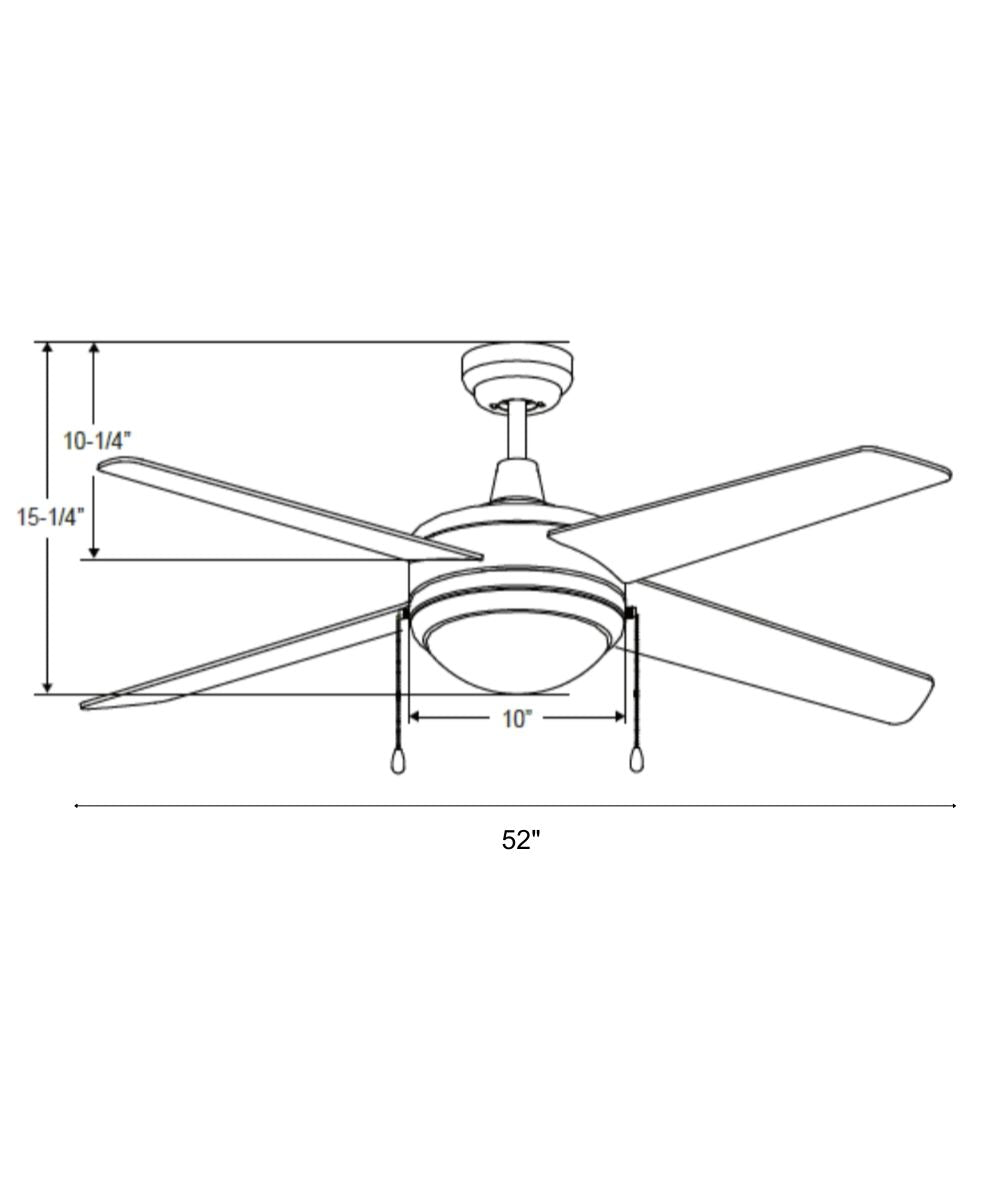 52" Europa IV 4-Blade Ceiling Fan Black Finish with Integrated LED Light