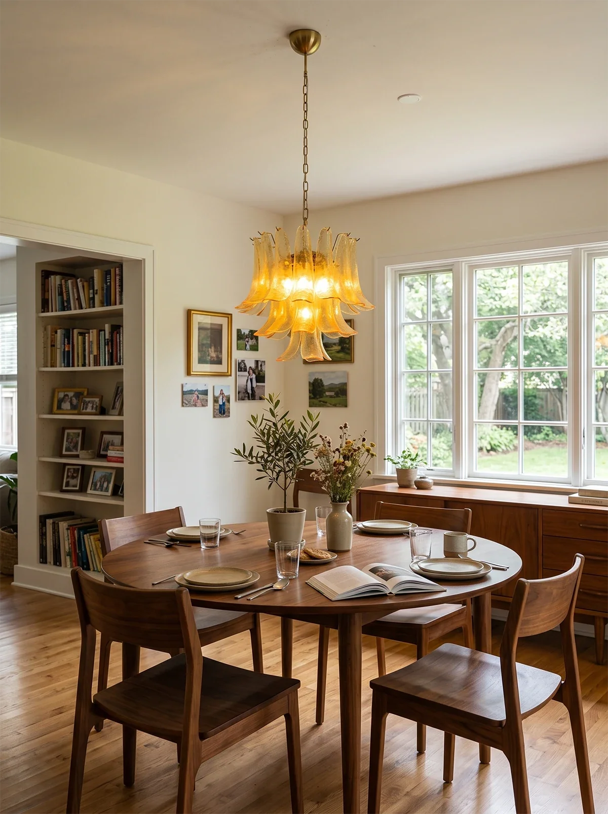 Auriane Champagne Pebbled Glass Chandelier – Organic Modern Ceiling Light for Dining Room & Foyer