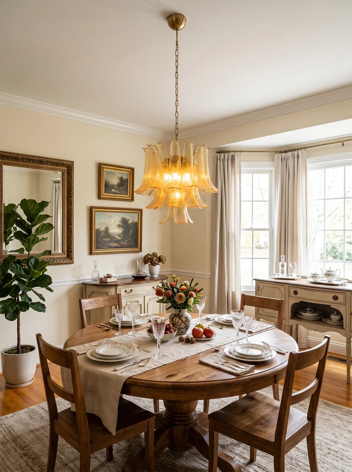 Auriane Champagne Pebbled Glass Chandelier – Organic Modern Ceiling Light for Dining Room & Foyer