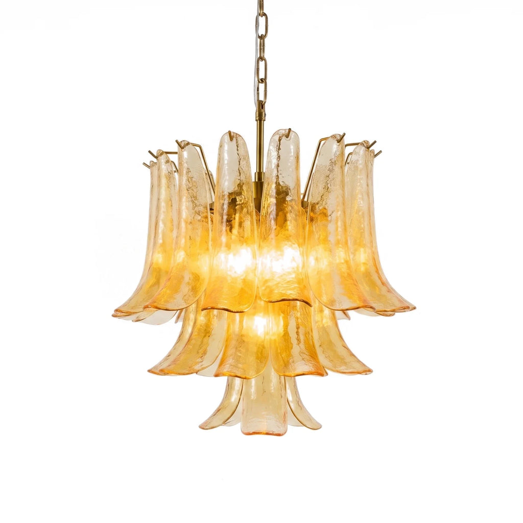 Auriane Champagne Pebbled Glass Chandelier – Organic Modern Ceiling Light for Dining Room & Foyer