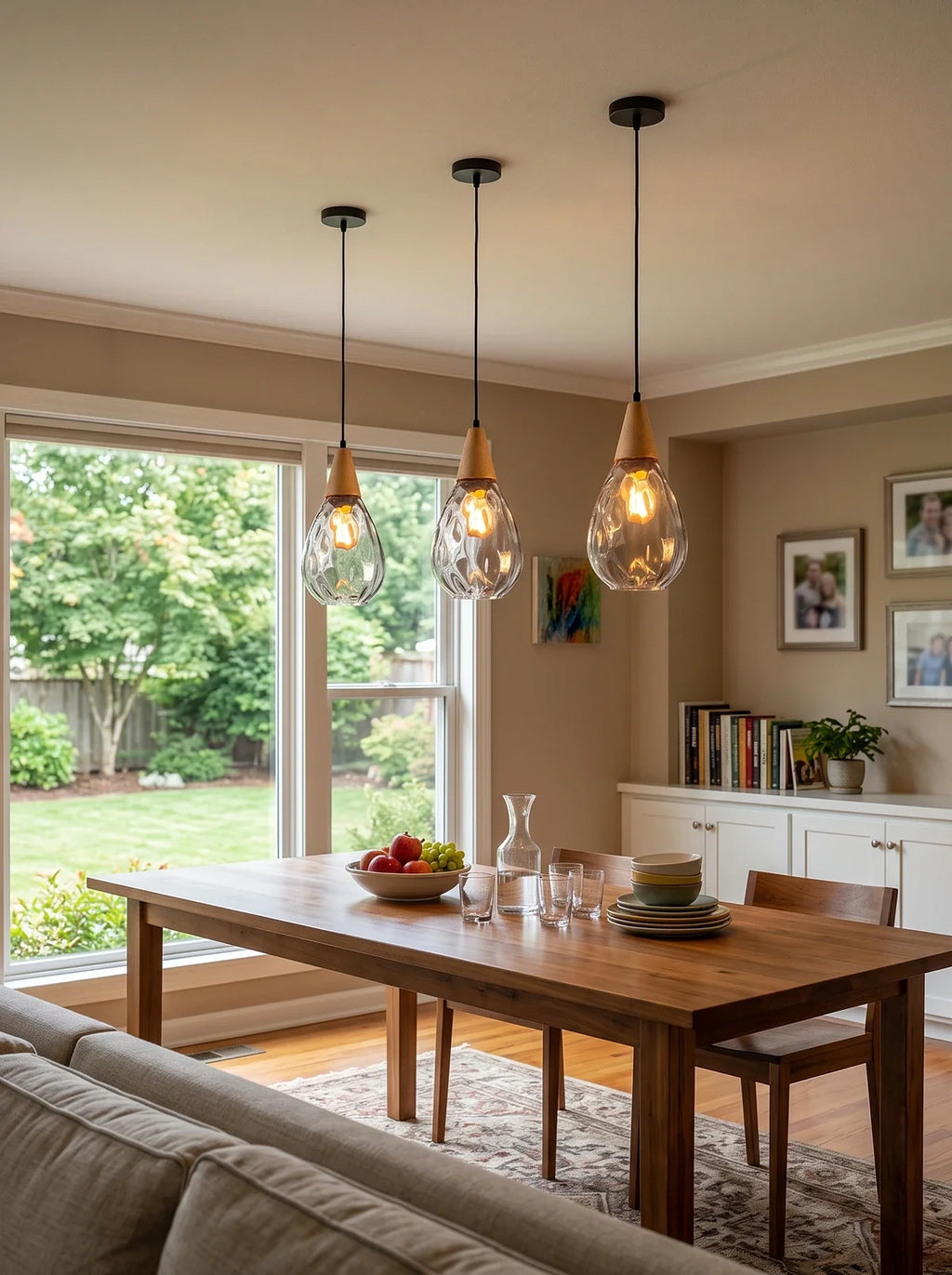 Besnier Rippled Glass Pendant Light – Artisan Textured Glass Hanging Light for Kitchen & Dining Room