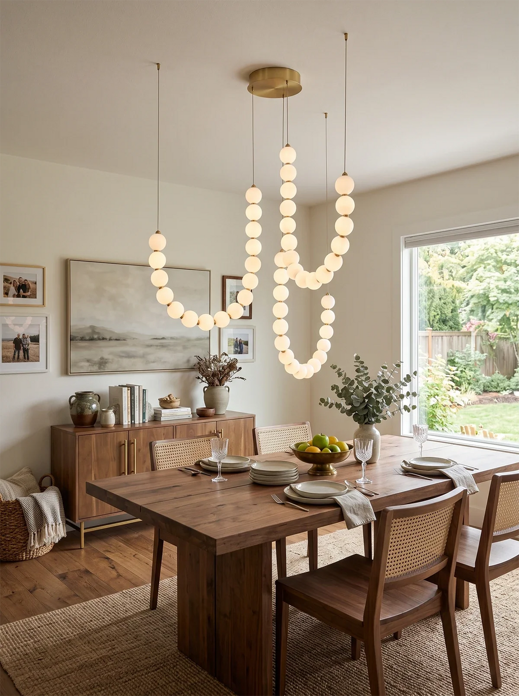 Coralie Draped Pearl Chandelier – Romantic Beaded Ceiling Light for Dining Room & Bedroom