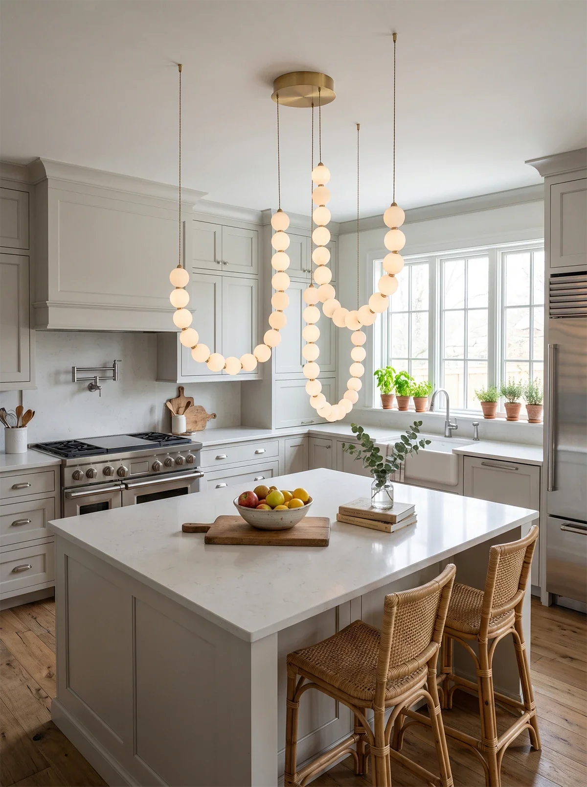 Coralie Draped Pearl Chandelier – Romantic Beaded Ceiling Light for Dining Room & Bedroom
