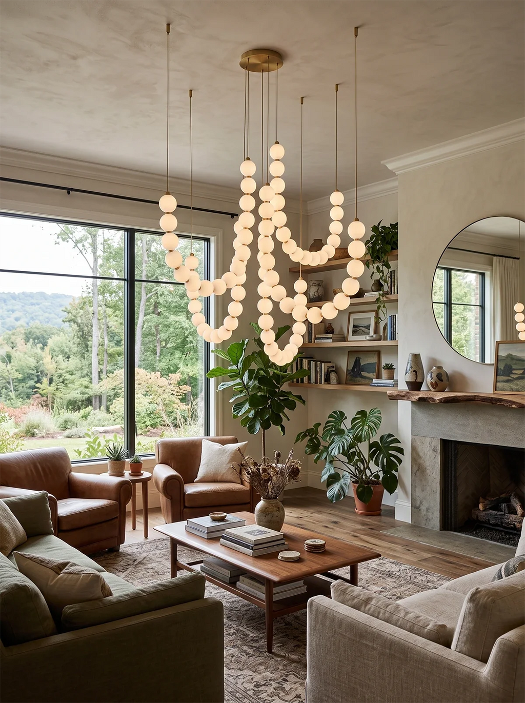 Coralie Draped Pearl Chandelier – Romantic Beaded Ceiling Light for Dining Room & Bedroom