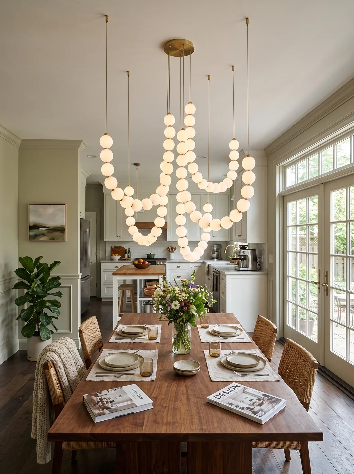 Coralie Draped Pearl Chandelier – Romantic Beaded Ceiling Light for Dining Room & Bedroom