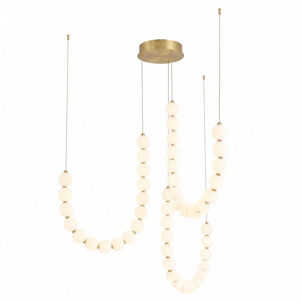 Coralie Draped Pearl Chandelier – Romantic Beaded Ceiling Light for Dining Room & Bedroom