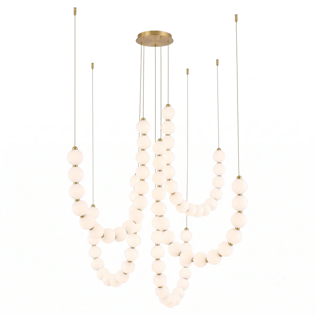 Coralie Draped Pearl Chandelier – Romantic Beaded Ceiling Light for Dining Room & Bedroom