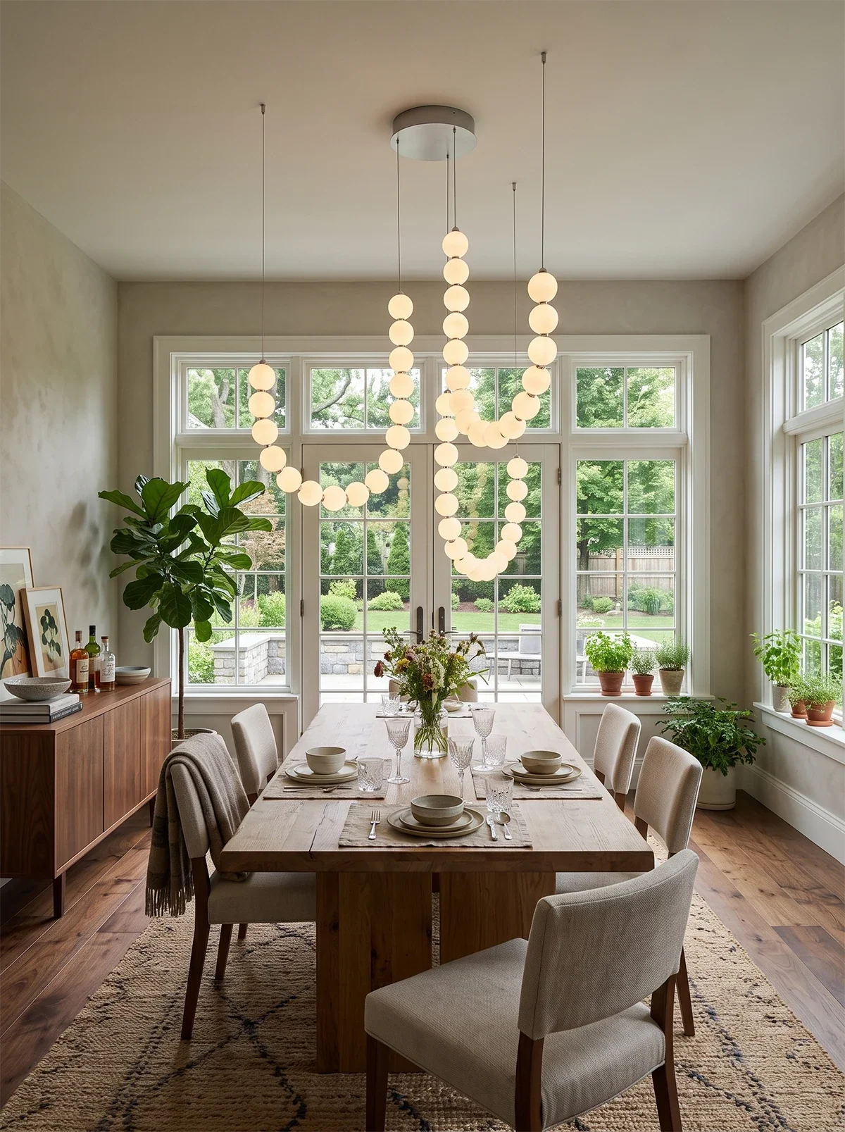 Coralie Draped Pearl Chandelier – Romantic Beaded Ceiling Light for Dining Room & Bedroom