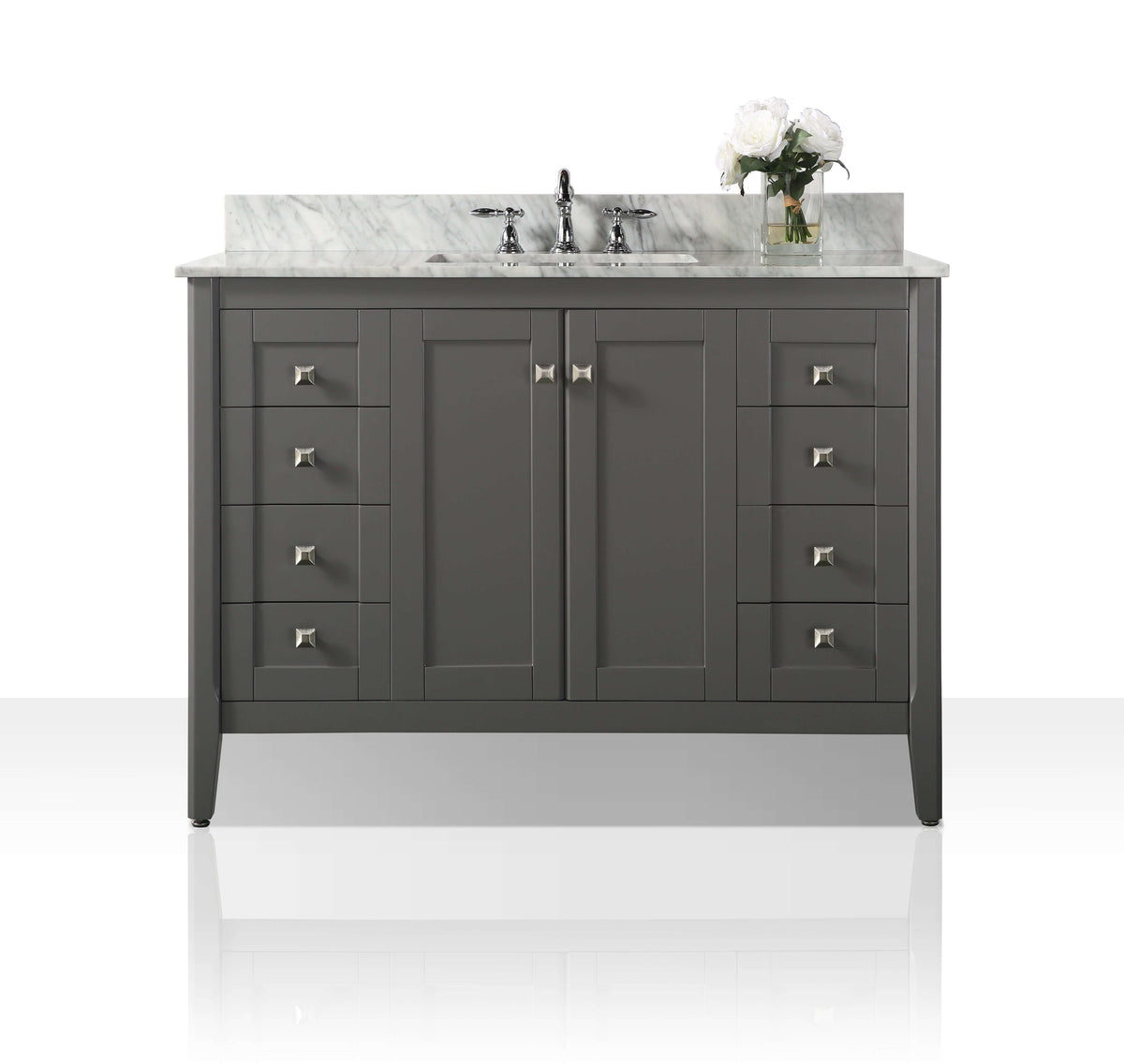 Shelton Bathroom Vanity with Sink and Carrara White Marble Top Cabinet Set