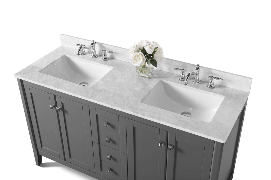 Shelton Bathroom Vanity with Sink and Carrara White Marble Top Cabinet Set