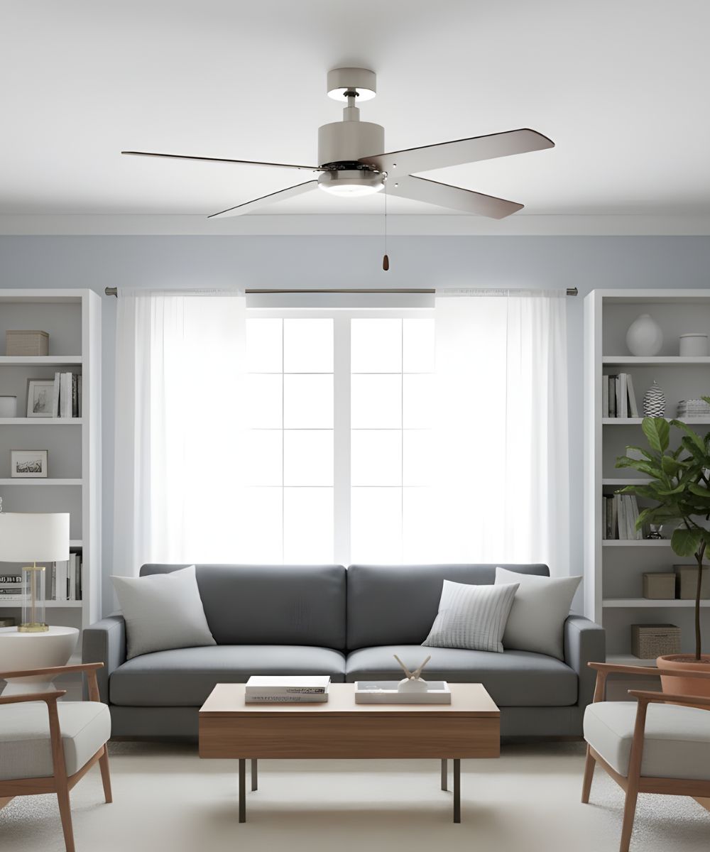 52" Aldea IV 4-Blade Ceiling Fan Brushed Nickel Motor Finish and Walnut Blade Finish