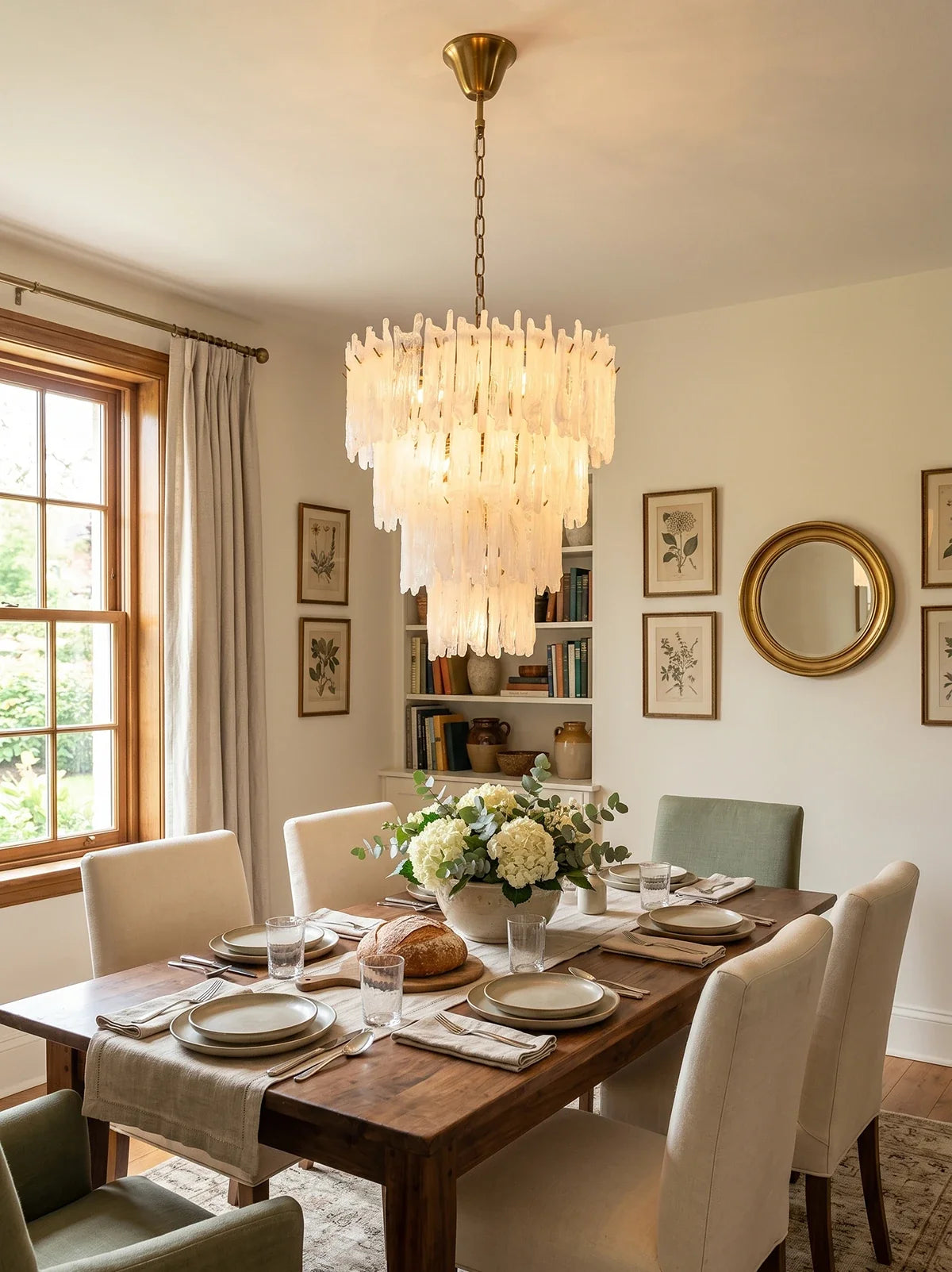 Icicle Waterfall Textured Glass Chandelier – Dramatic Crystal Ceiling Light for Dining Room & Foyer