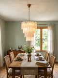 Icicle Waterfall Textured Glass Chandelier – Dramatic Crystal Ceiling Light for Dining Room & Foyer