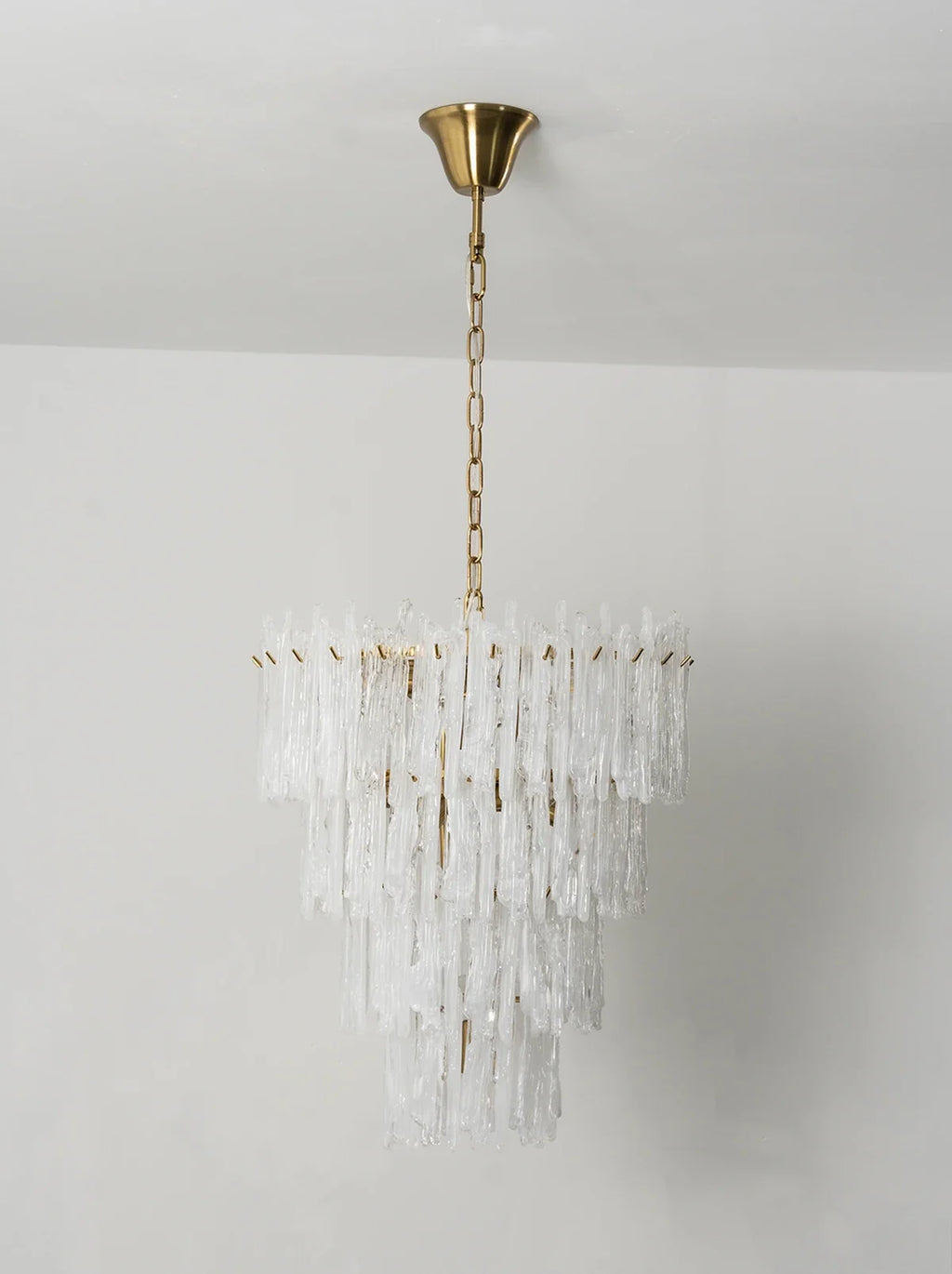 Icicle Waterfall Textured Glass Chandelier – Dramatic Crystal Ceiling Light for Dining Room & Foyer