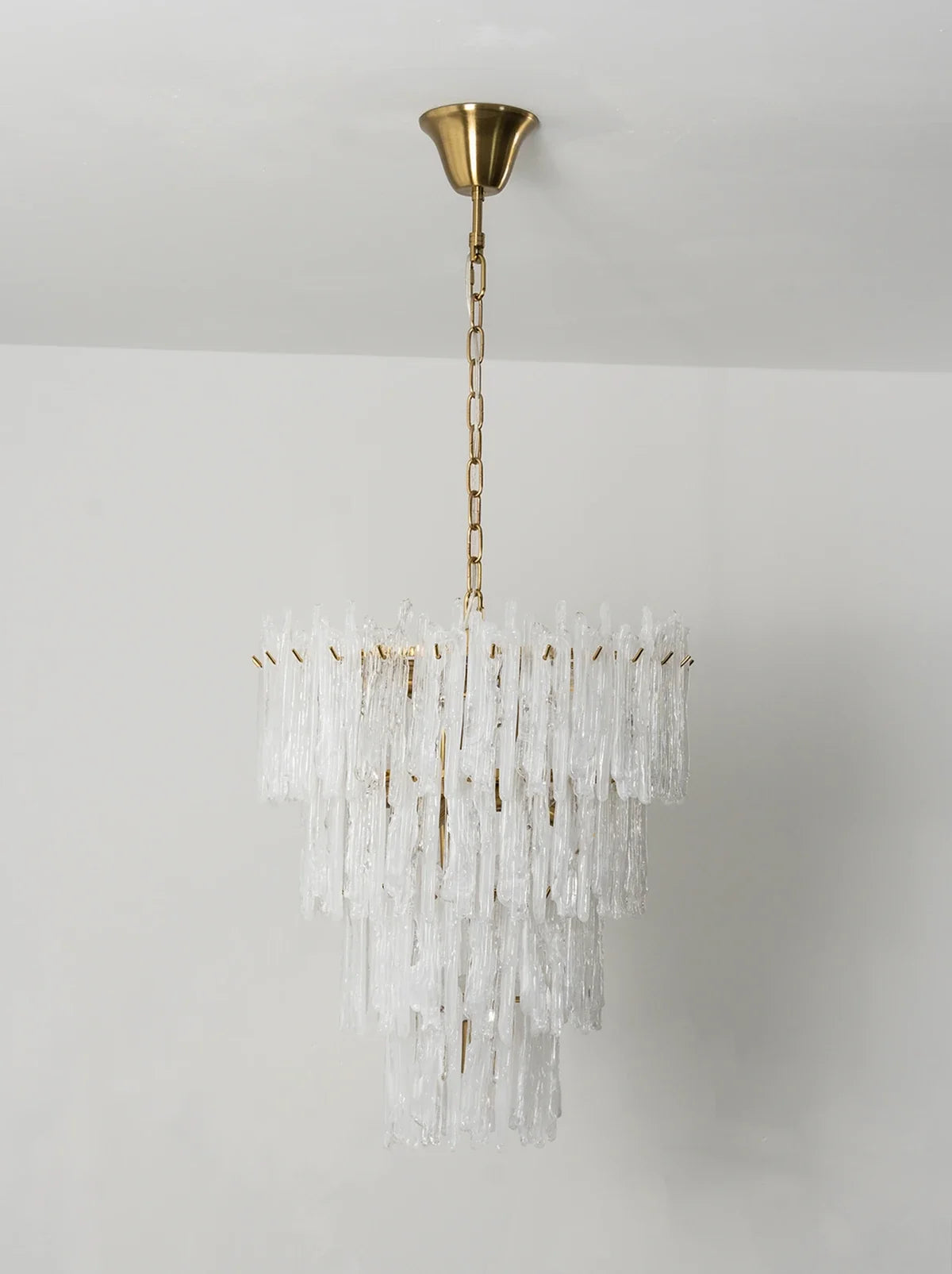 Icicle Waterfall Textured Glass Chandelier – Dramatic Crystal Ceiling Light for Dining Room & Foyer