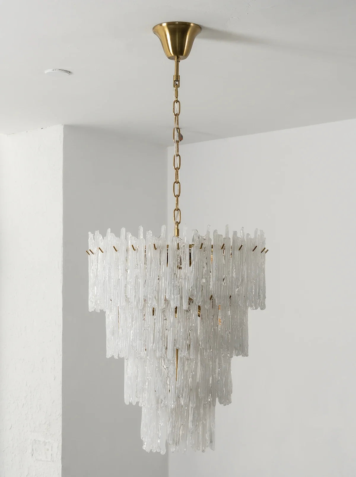 Icicle Waterfall Textured Glass Chandelier – Dramatic Crystal Ceiling Light for Dining Room & Foyer