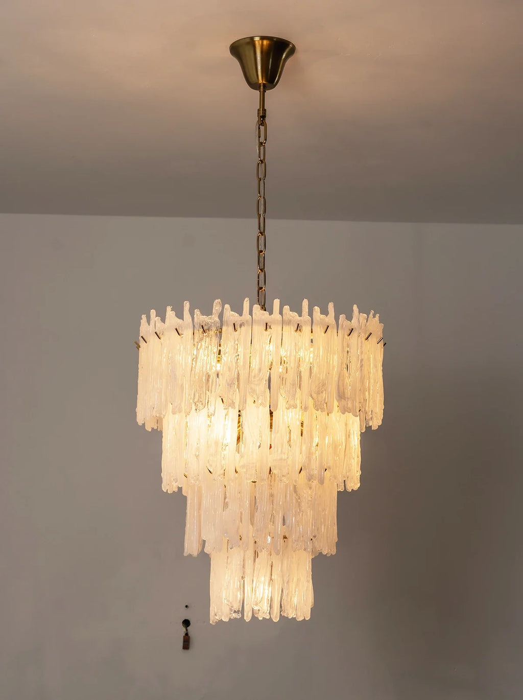 Icicle Waterfall Textured Glass Chandelier – Dramatic Crystal Ceiling Light for Dining Room & Foyer