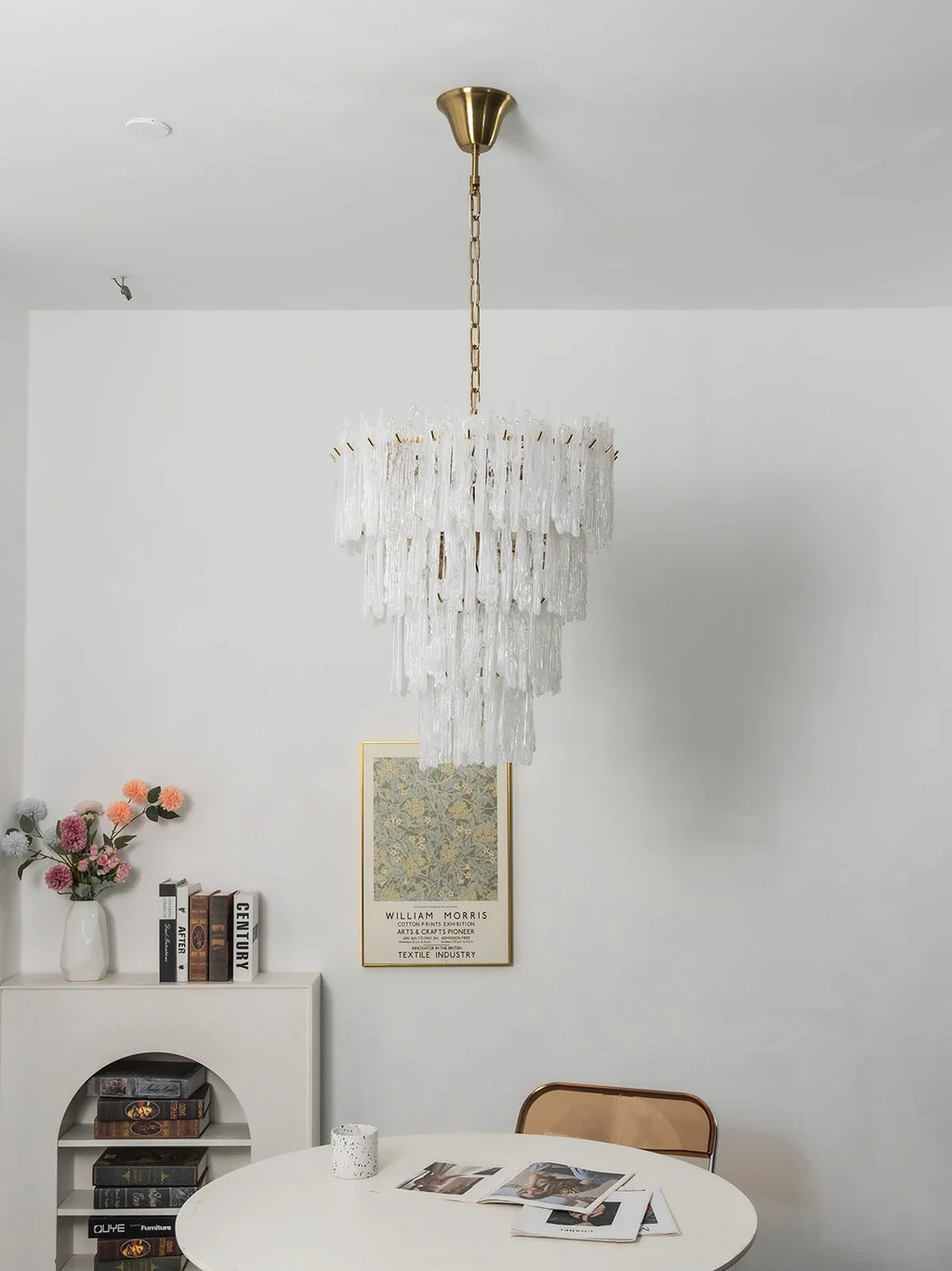 Icicle Waterfall Textured Glass Chandelier – Dramatic Crystal Ceiling Light for Dining Room & Foyer