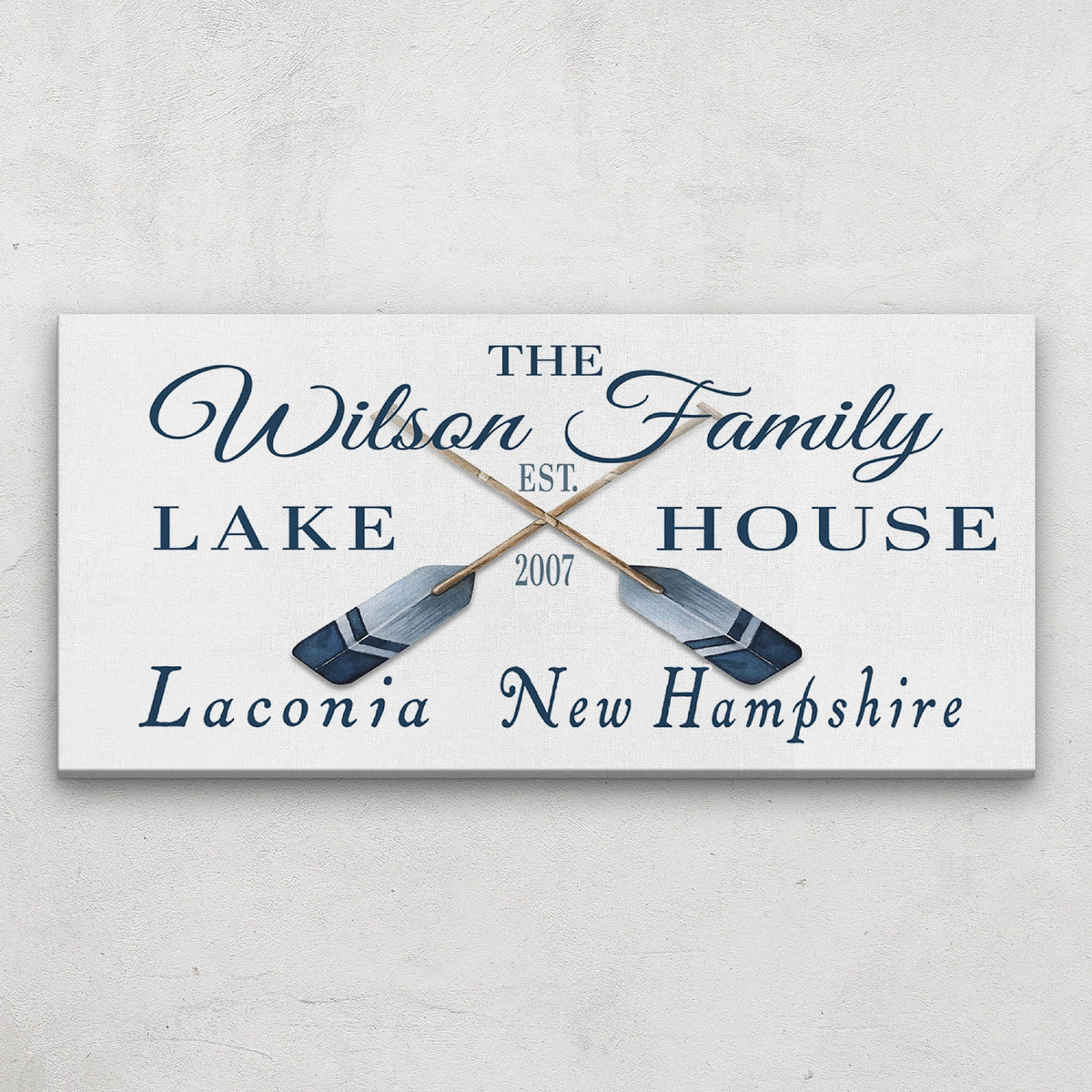 Personalized Lake House Family Name Canvas Sign – Custom Beach House Wall Decor