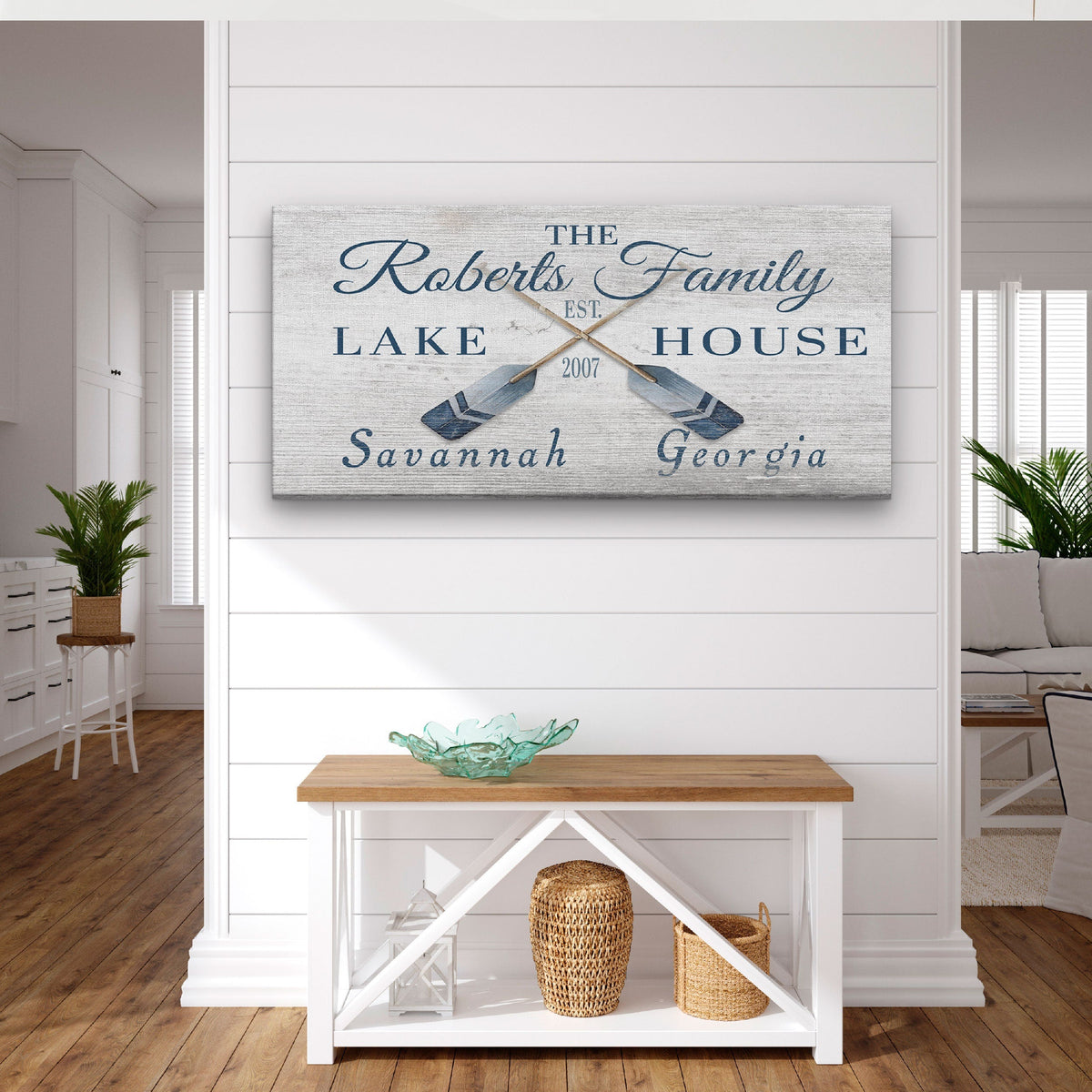 Personalized Lake House Family Name Canvas Sign – Custom Beach House Wall Decor