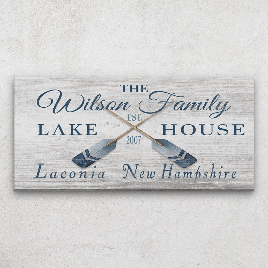 Personalized Lake House Family Name Canvas Sign – Custom Beach House Wall Decor