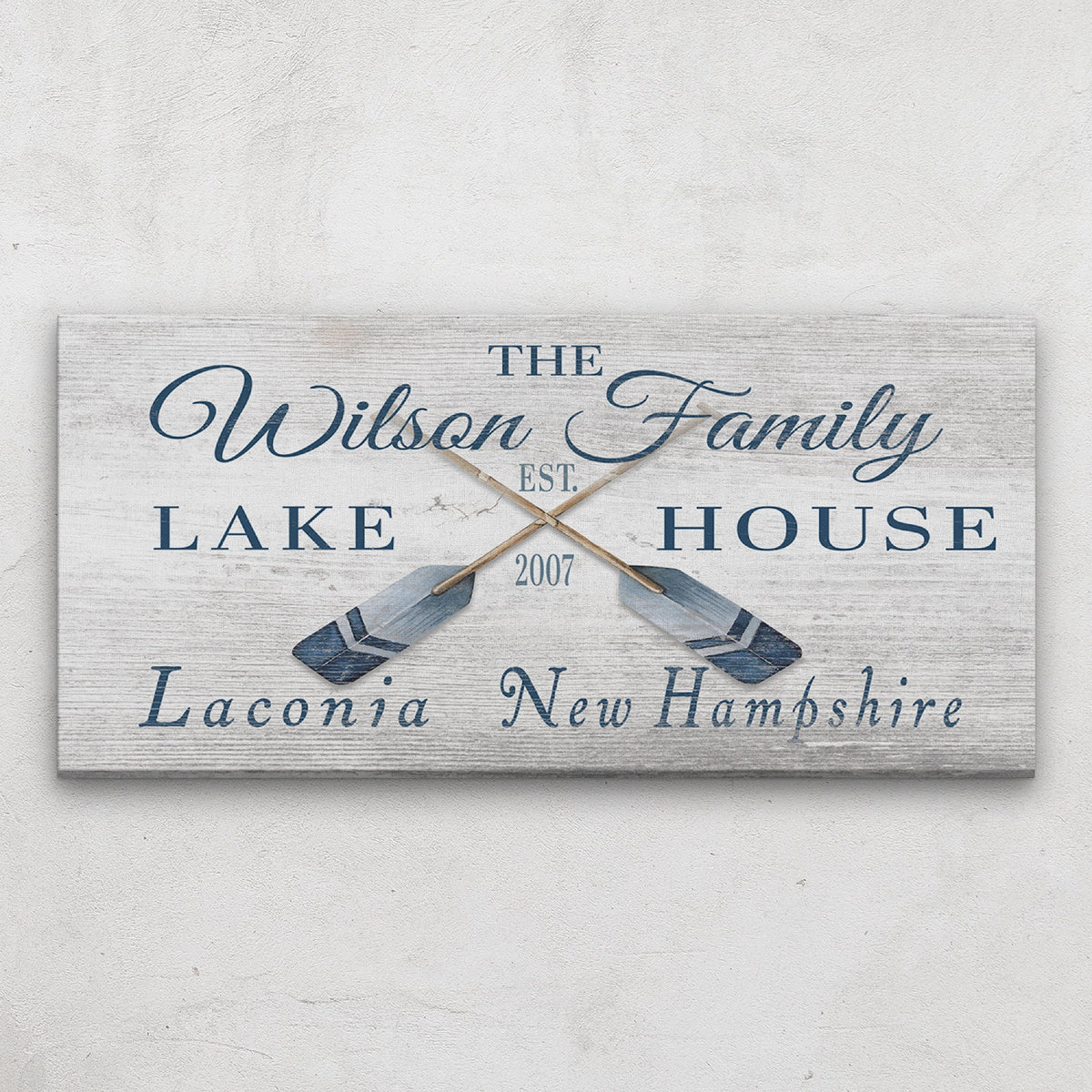 Personalized Lake House Family Name Canvas Sign – Custom Beach House Wall Decor