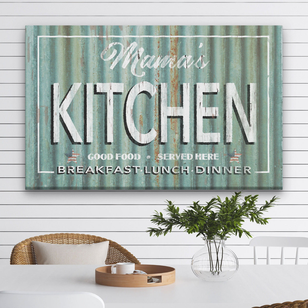 Personalized Kitchen Sign – Vintage Rustic Metal Look Canvas Wall Art for Kitchen Decor