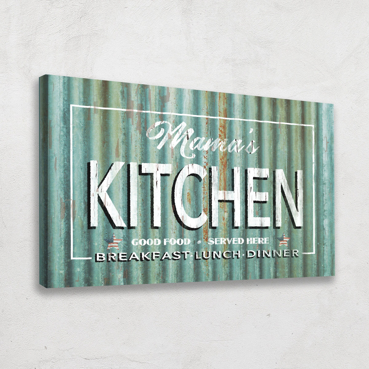 Personalized Kitchen Sign – Vintage Rustic Metal Look Canvas Wall Art for Kitchen Decor