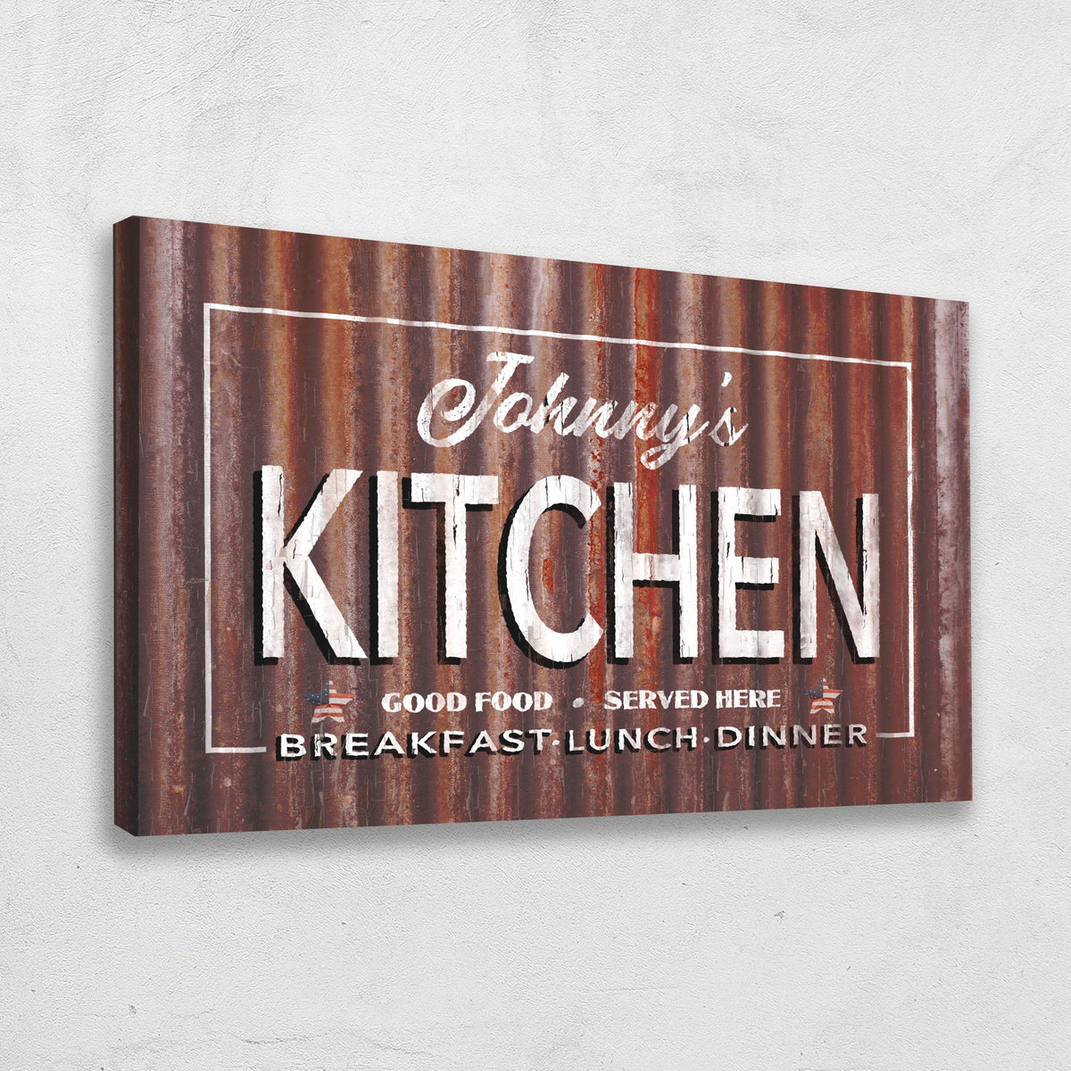 Personalized Kitchen Sign – Vintage Rustic Metal Look Canvas Wall Art for Kitchen Decor