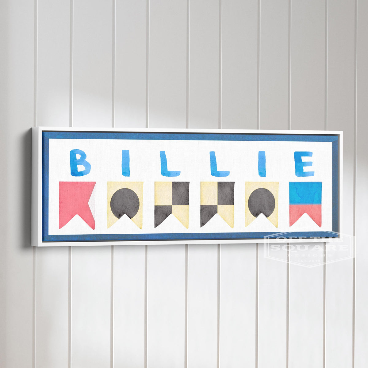 Personalized Nautical Flag Kids Name Framed Canvas Print – Custom Children's Wall Art