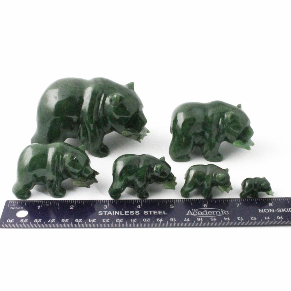 Grizzly Bear with Fish Jade Sculpture – Hand-Carved Wildlife Art for Home & Office Decor