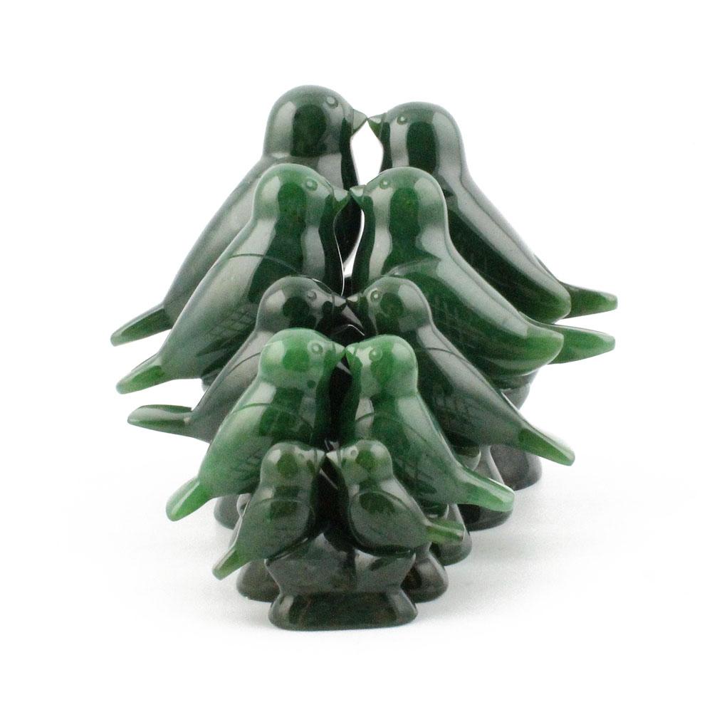 Canadian Jade Lovebirds Sculpture – 35th Anniversary Gift, Hand-Carved Jade Art