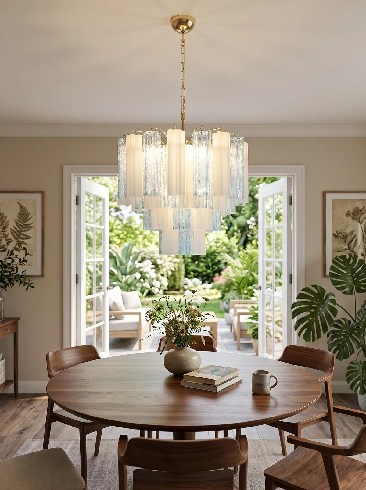 Anwen Two-Tone Glass Tube Chandelier – Artistic Modern Ceiling Light for Living Room & Dining Room