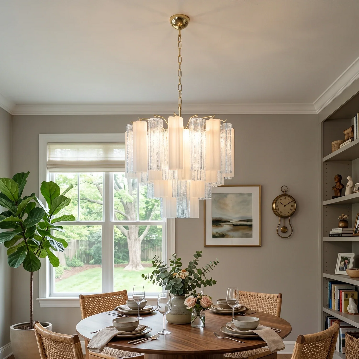 Anwen Two-Tone Glass Tube Chandelier – Artistic Modern Ceiling Light for Living Room & Dining Room